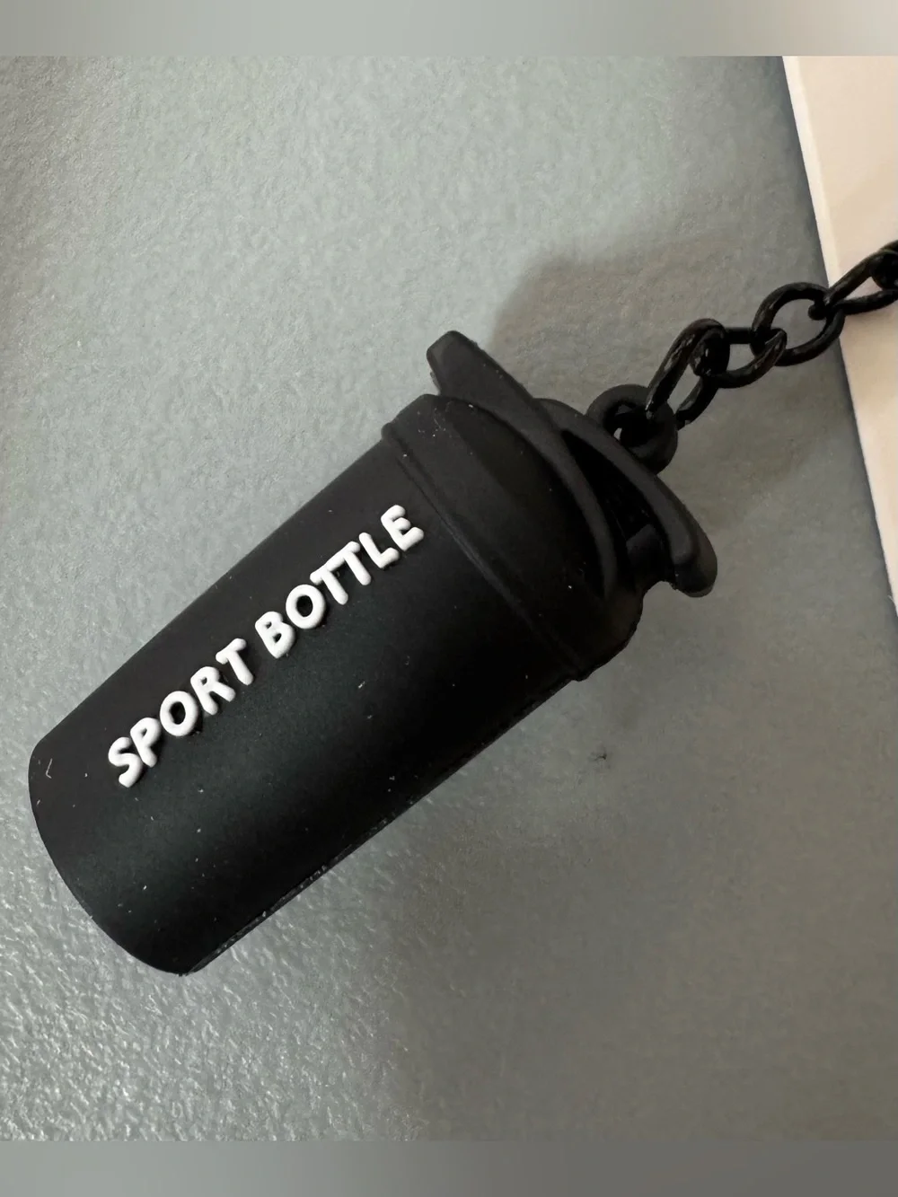 Black  ‘Sport Bottle' Keychain Charm gym life shaker bottle protein pre workout
